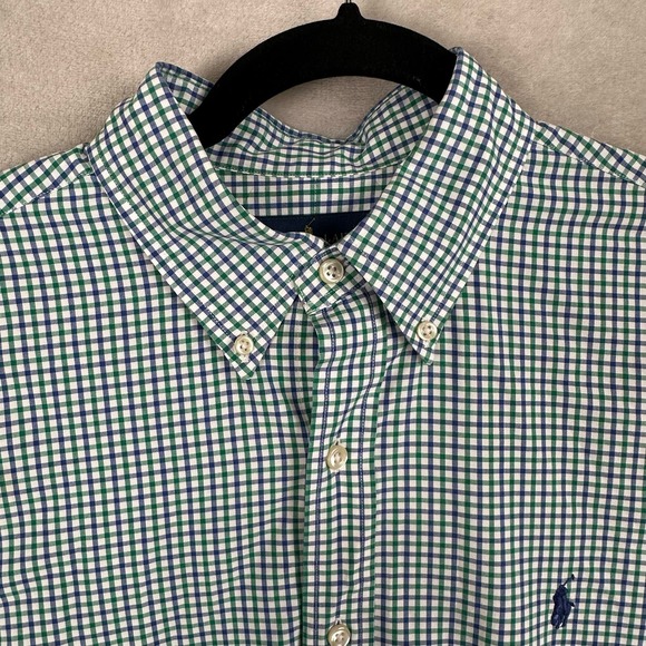 Ralph Lauren Shirt Mens Large Blue Green Plaid Button Down Long Sleeve Casual - Picture 2 of 14